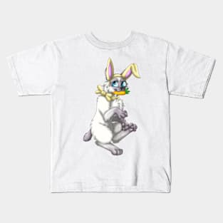 Bobtail BunnyCat: Lilac Point (Yellow) Kids T-Shirt